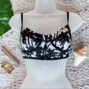 Black Palm Trees Swim Top - Small